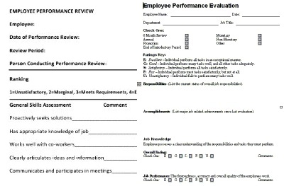 How is work done by an employee evaluated?