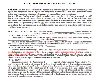 Forms For Lease Agreement